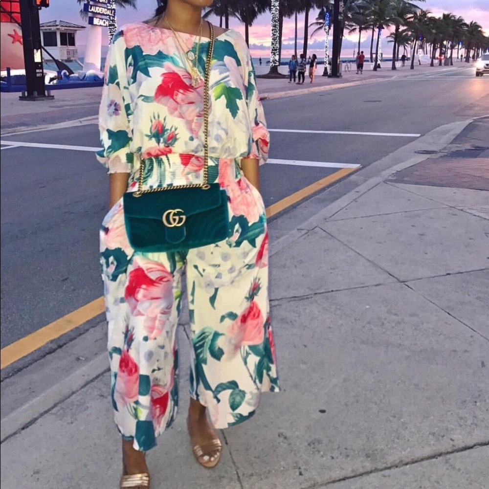 Floral wide leg jumpsuit